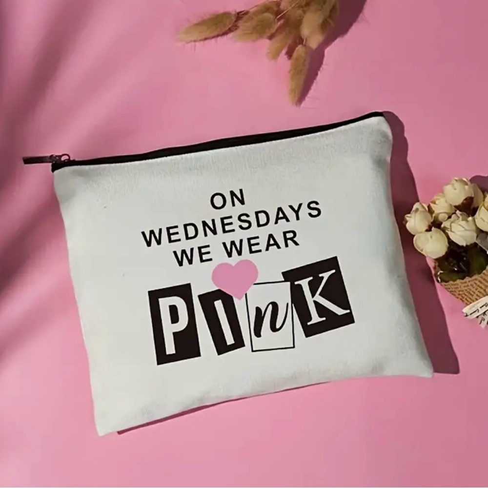 On Wednesdays We Wear Pink Cosmetic/ Travel Bag with Zipper Brand NEW